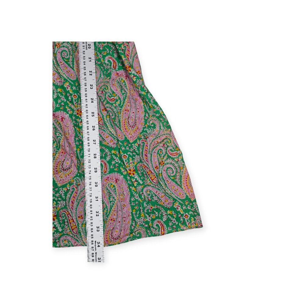 ba&sh Odeon Paisley Print Mini Dress Green Pink Cotton Size 2 - Picture 5 of 10